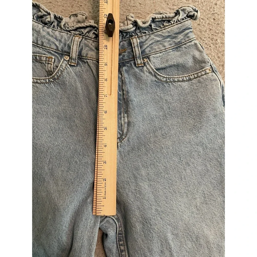 Miss Selfridge Light Wash High Rise Jeans Paperbag Waist Size 0 24x32 Mom Jeans - Picture 7 of 7